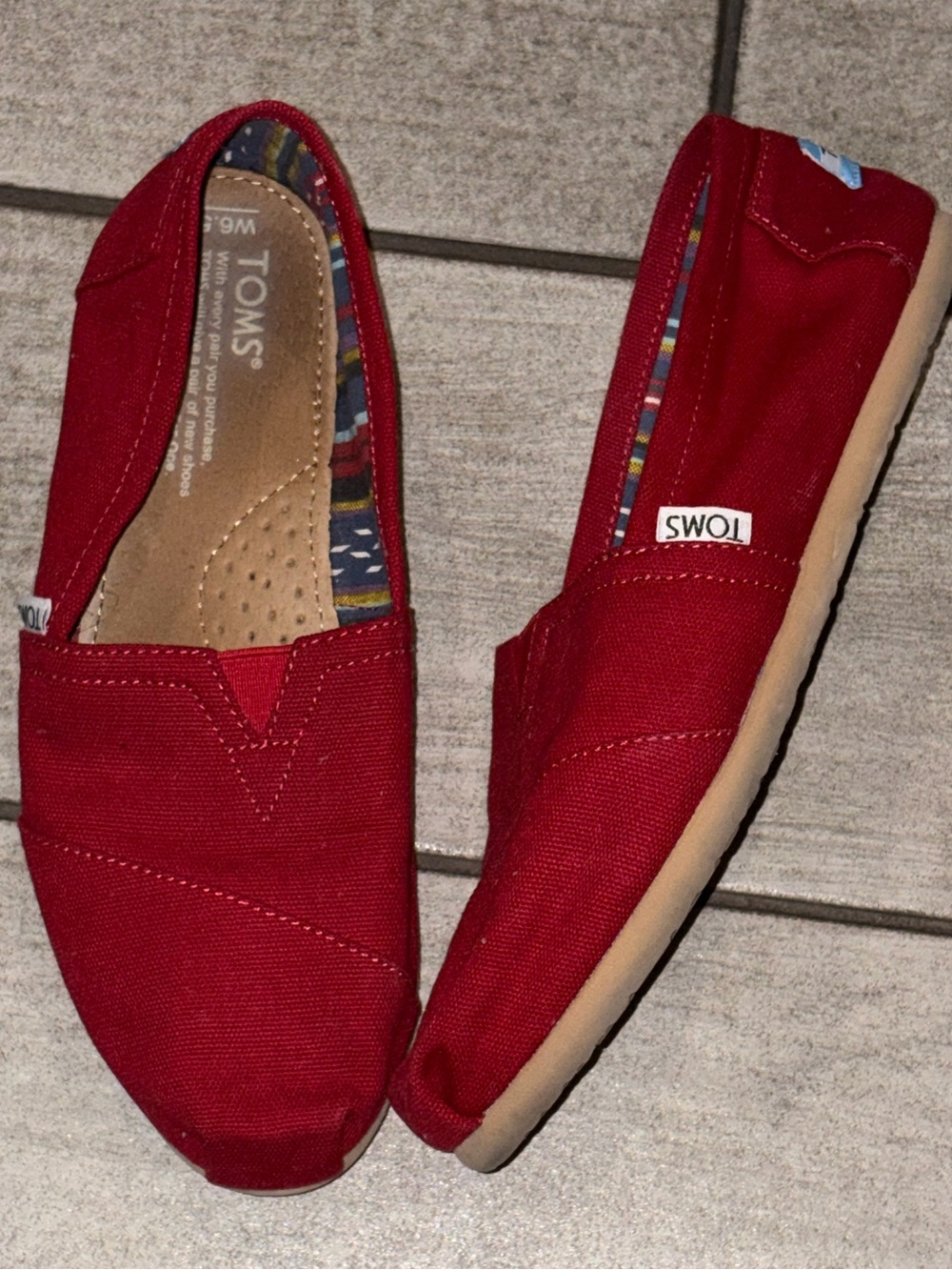 Toms Red Canvas Slip-On Shoes